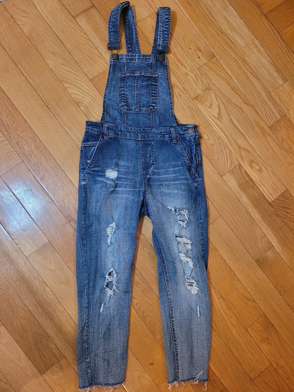 Distressed Denim Overalls